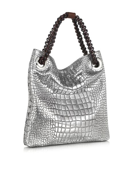 silver metallic handbags